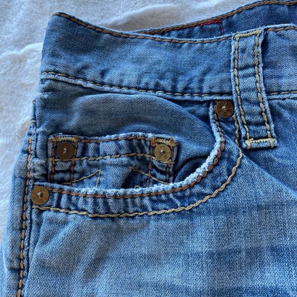 š„True Religion Section Straight Leg Holes Ripped Distressed Grunge Men Jeans 32 - Picture 7 of 16